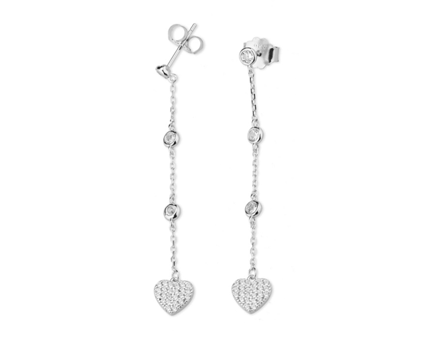 Orecchini Cuore argento con zirconi bianchi Sovrani