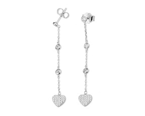 Orecchini Cuore argento con zirconi bianchi Sovrani