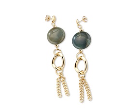 Orecchini Florence ottone finitura oro con agata indiana e quarzo pesca Sovrani