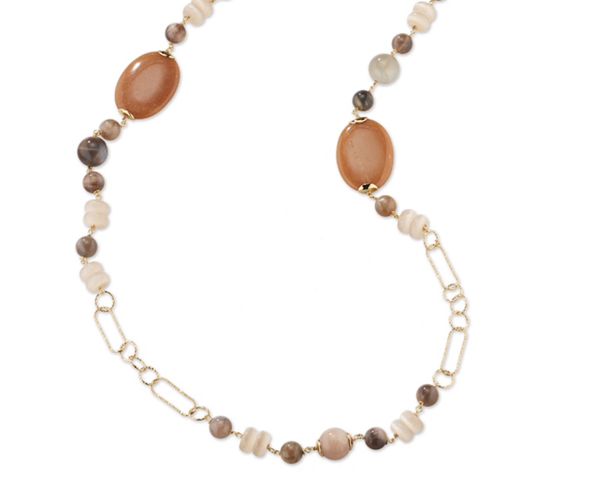 Collana Isaline ottone finitura dorata con agata e avventurina Sovrani