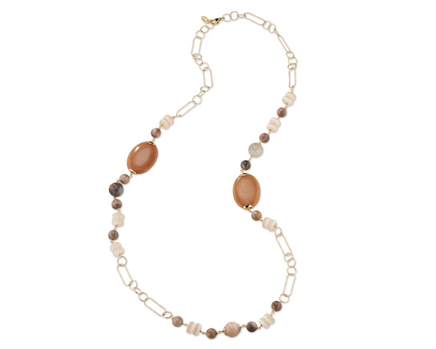 Collana Isaline ottone finitura dorata con agata e avventurina Sovrani