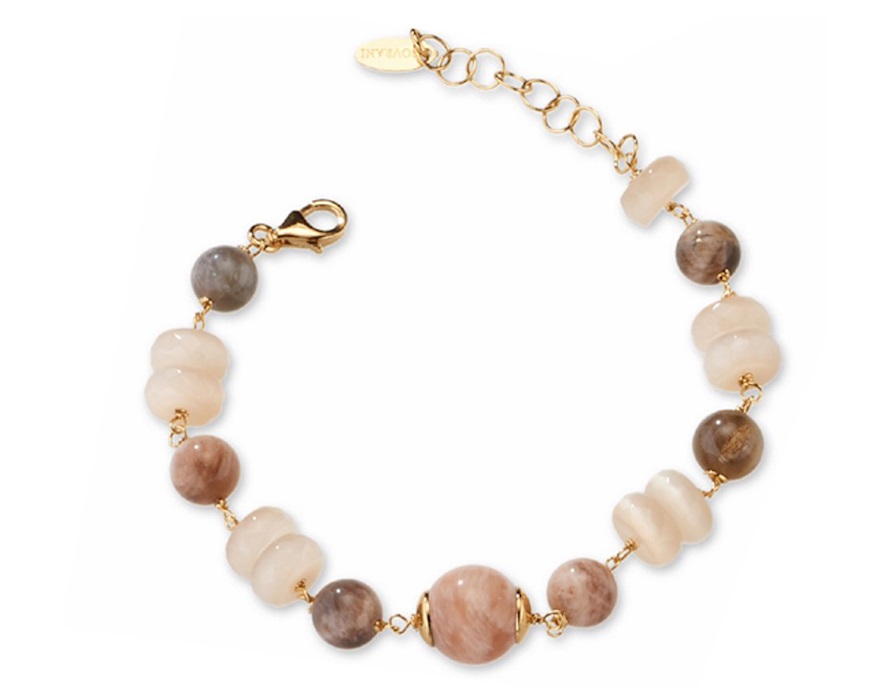 Bracciale Isaline ottone finitura dorata con agata e avventurina Sovrani