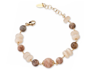 Bracciale Isaline ottone finitura dorata con agata e avventurina Sovrani