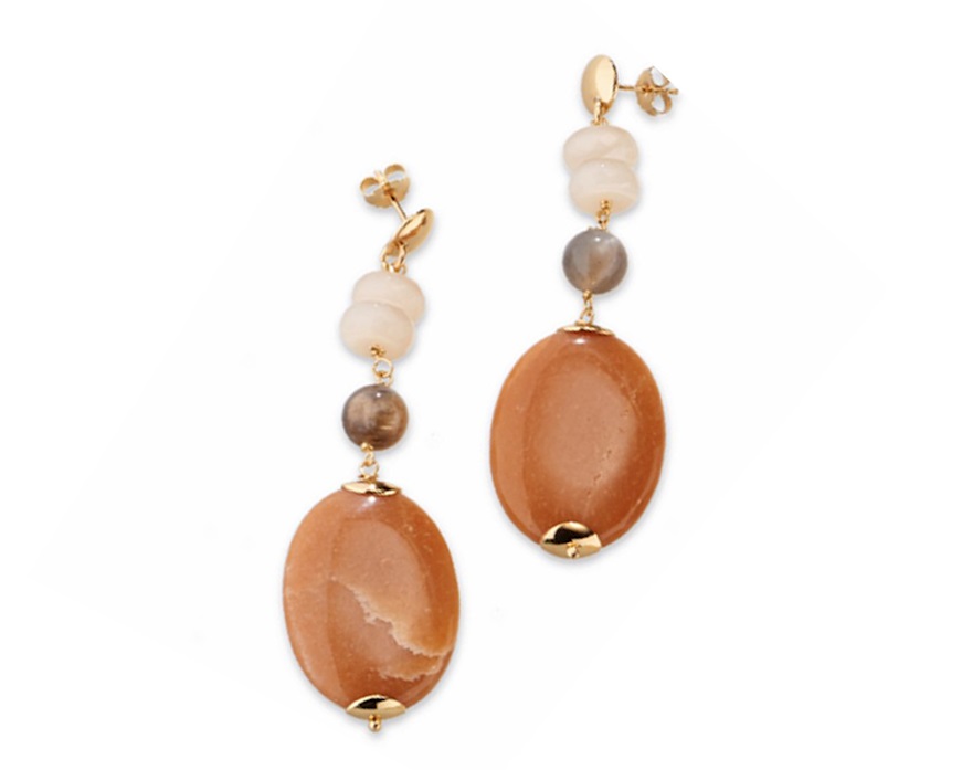 Orecchini Isaline ottone finitura dorata con agata e avventurina Sovrani