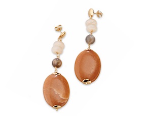 Orecchini Isaline ottone finitura dorata con agata e avventurina Sovrani