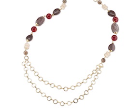 Collana Severine ottone finitura dorata con agata, avventurina e agata ruby Sovrani