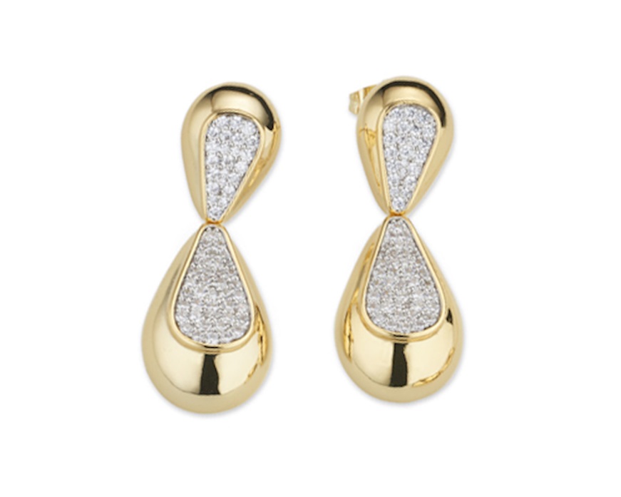 Orecchini ottone finitura oro con cubic zirconia Sovrani