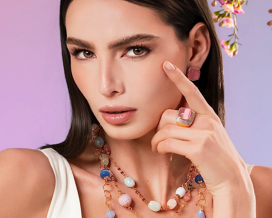 Anello aperto ottone finitura oro con cubic zirconia e occhio di gatto Sovrani