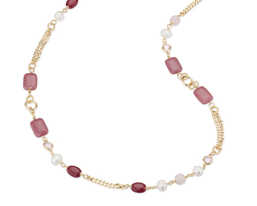 Collana Fabiane ottone finitura dorata con perle di fiume e giada Sovrani