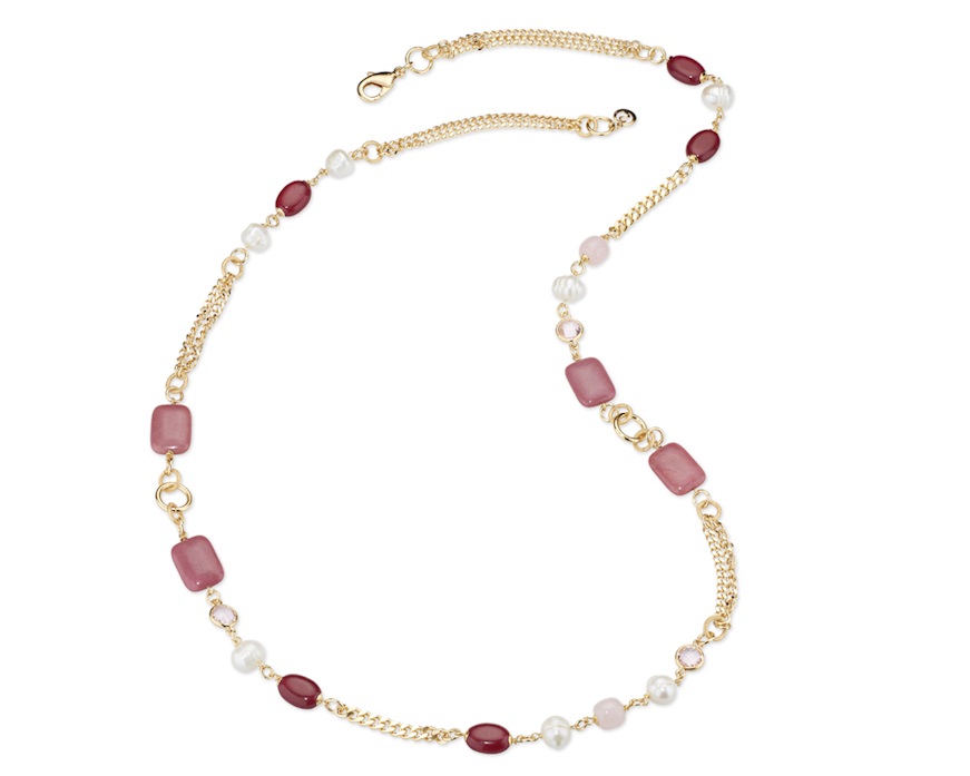 Collana Fabiane ottone finitura dorata con perle di fiume e giada Sovrani