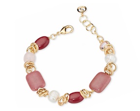 Bracciale Fabiane ottone finitura dorata con perle di fiume e giada Sovrani