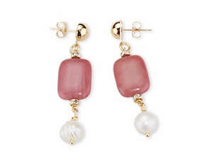 Orecchini Fabiane ottone finitura dorata con perle di fiume e giada Sovrani