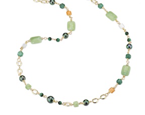 Collana Alizee ottone finitura dorata con perla, occhio di tigre occhio di gatto Sovrani