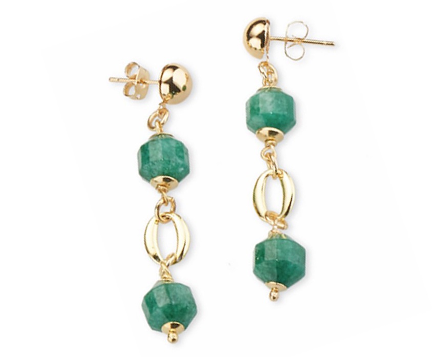 Orecchini Alizee ottone finitura dorata con perla, occhio di tigre occhio di gatto Sovrani