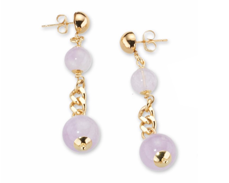 Orecchini Violette ottone finitura dorata con ametista sasso, citrino sasso Sovrani