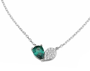Collana argento con cubic zirconia e zircone smeraldo Sovrani