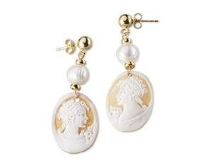 Orecchini cameo Moonlight argento dorato con perle di fiume Sovrani