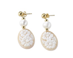 Orecchini cameo Moonlight argento dorato con perle di fiume Sovrani