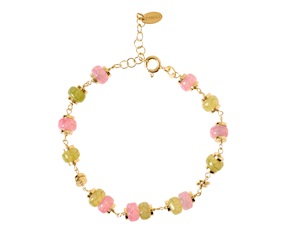 Bracciale argento dorato con agata e giada rosa/verde Selezione Zanolli
