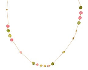 Collana argento dorato con agata e giada rosa/verde Selezione Zanolli
