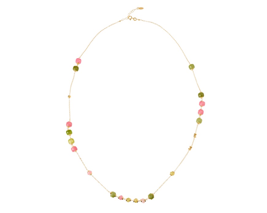 Collana argento dorato con agata e giada rosa/verde Selezione Zanolli