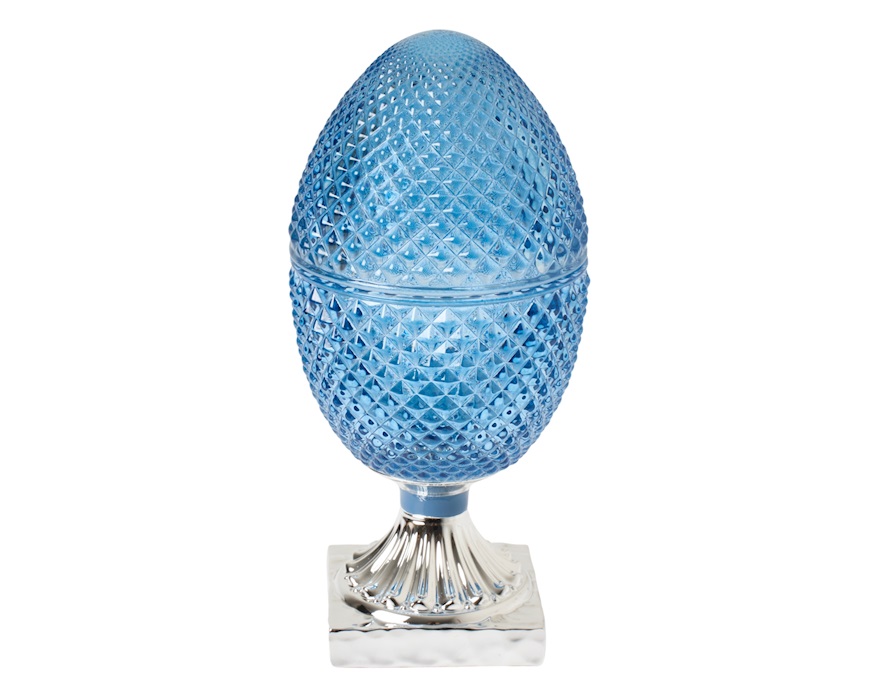 Glass box Pine cone blue and silver Selezione Zanolli