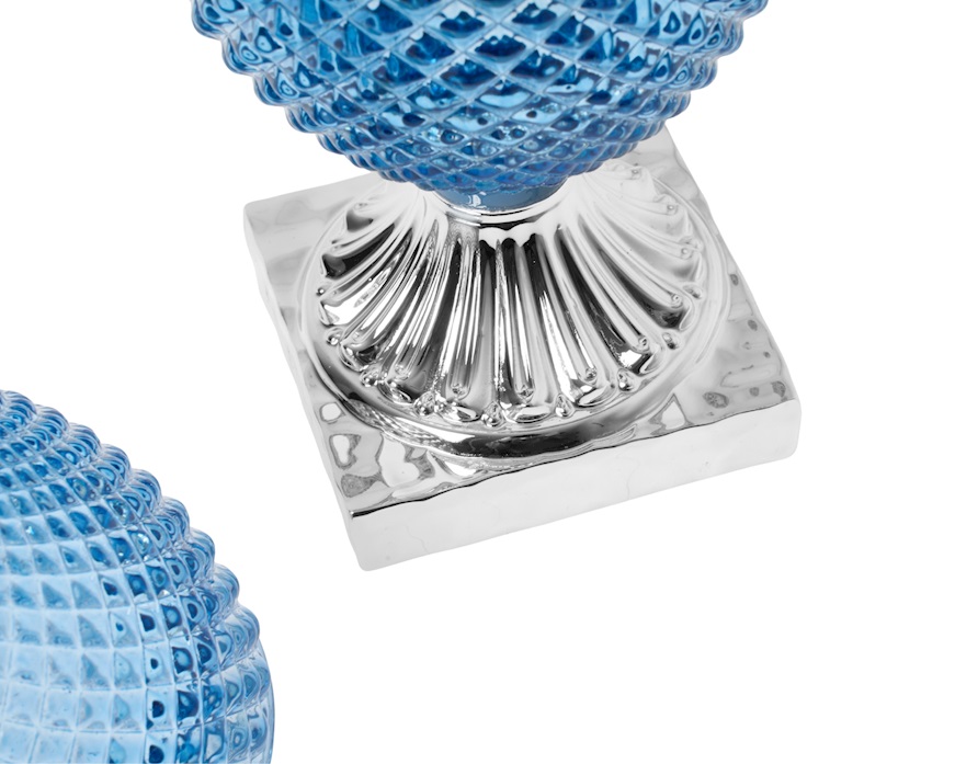 Glass box Pine cone blue and silver Selezione Zanolli