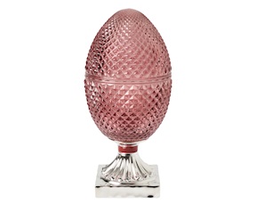 Glass box Pine cone burgundy and silver Selezione Zanolli