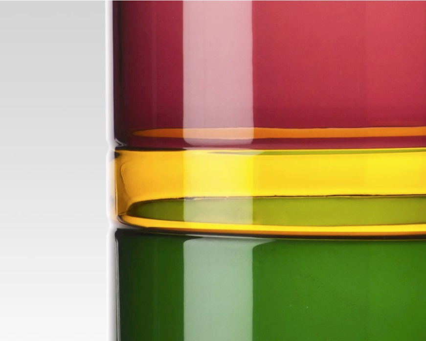 Vase Bolle Murano glass apple green, yellow and purple Venini