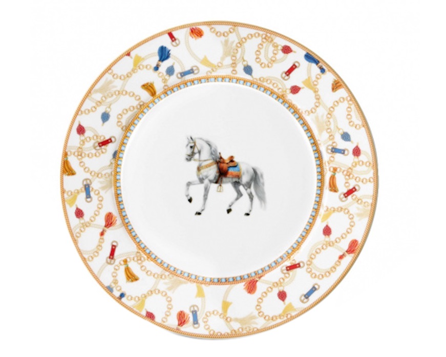 Piatto dessert Cheval porcellana bianco Pozzi Milano