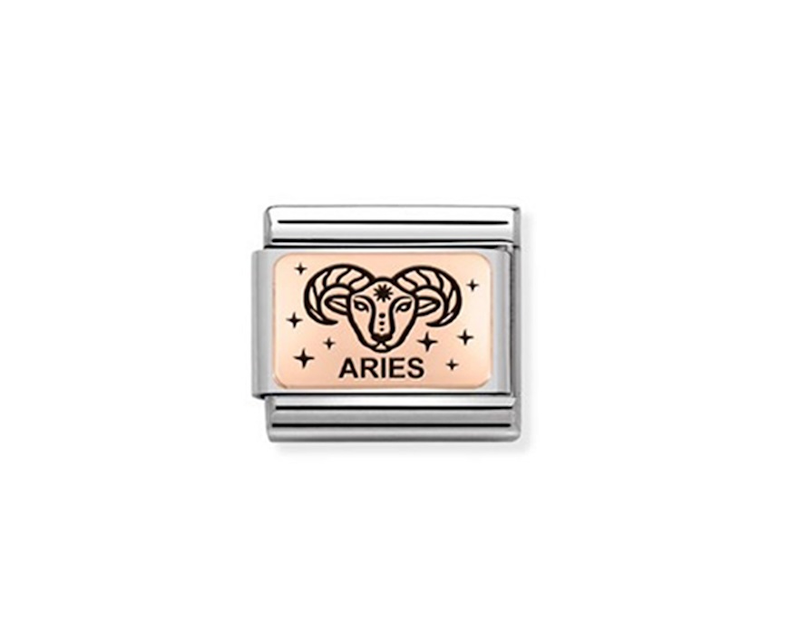 Aries Composable steel rosegold and black enamel Nomination