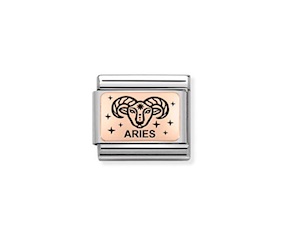 Ariete Composable acciaio oro rosa 375 e smalto nero Nomination