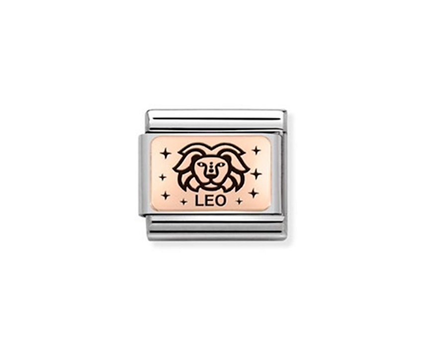 Lion Composable steel rosegold and black enamel Nomination
