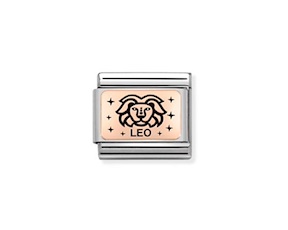 Leone Composable acciaio oro rosa 375 e smalto nero Nomination
