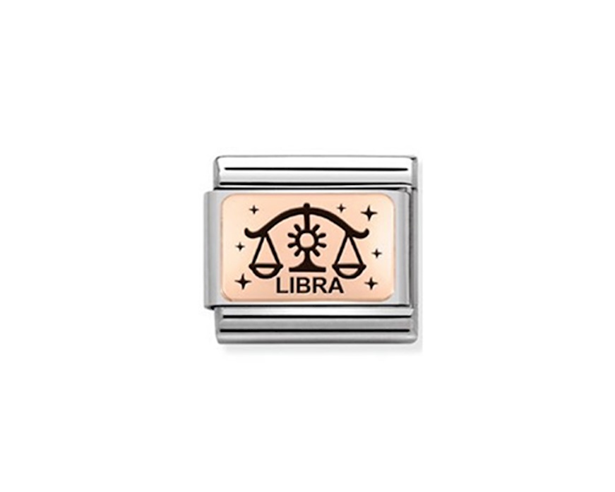Bilancia Composable acciaio oro rosa 375 e smalto nero Nomination