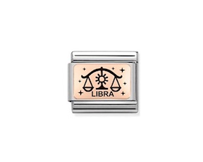 Bilancia Composable acciaio oro rosa 375 e smalto nero Nomination