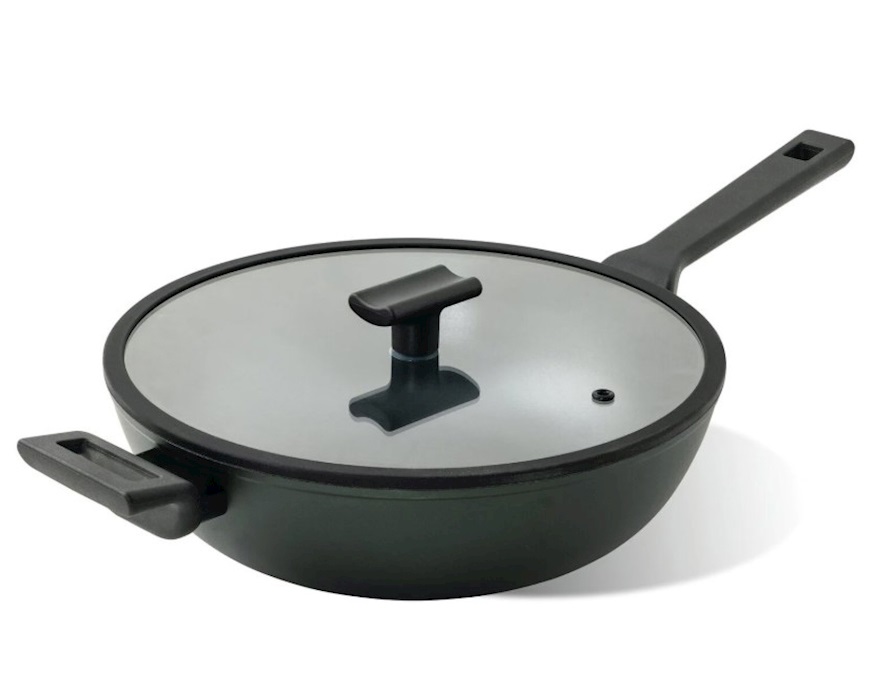 Wok Titan Pro Green with lid Sambonet