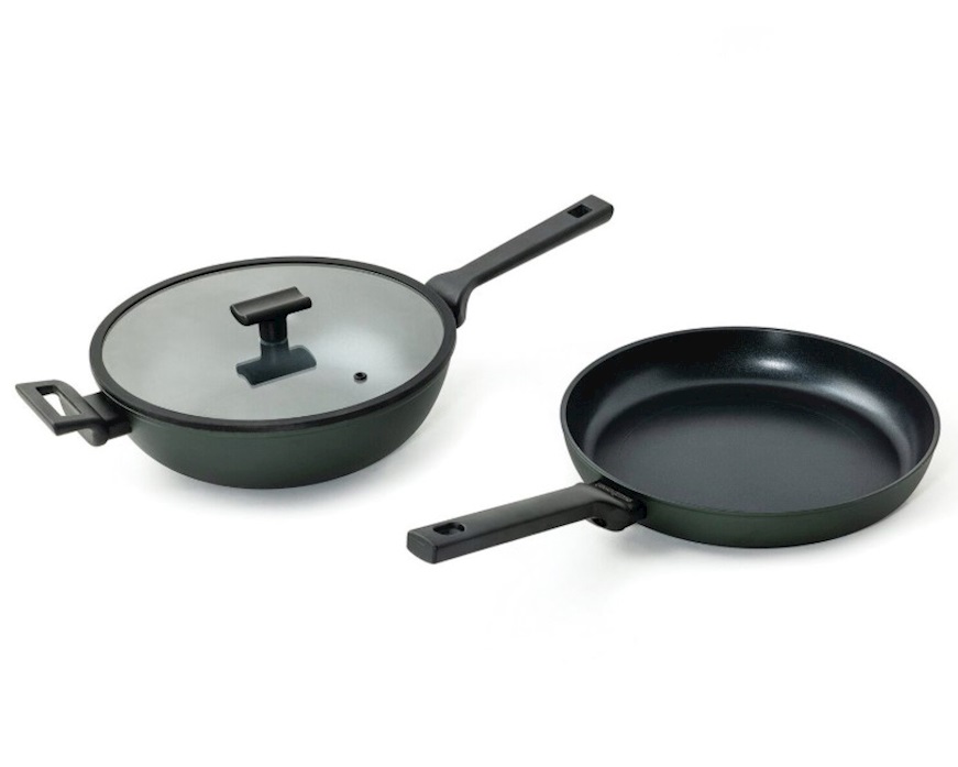 Wok Titan Pro Green with lid Sambonet