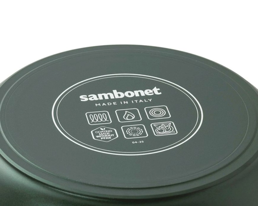 Wok Titan Pro Green with lid Sambonet