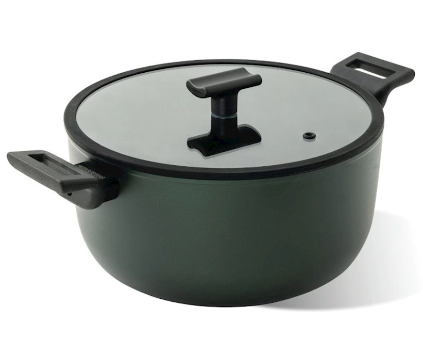 Saucepan Titan Pro Green with two handles and lid Sambonet