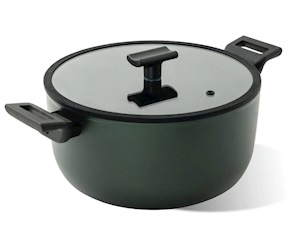 Saucepan Titan Pro Green with two handles and lid Sambonet