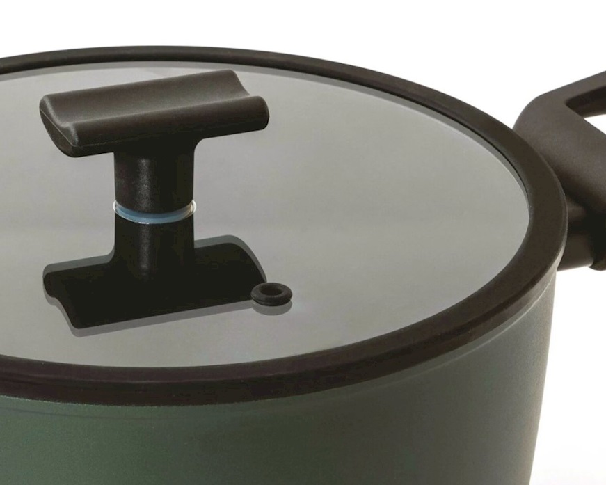 Saucepan Titan Pro Green with two handles and lid Sambonet