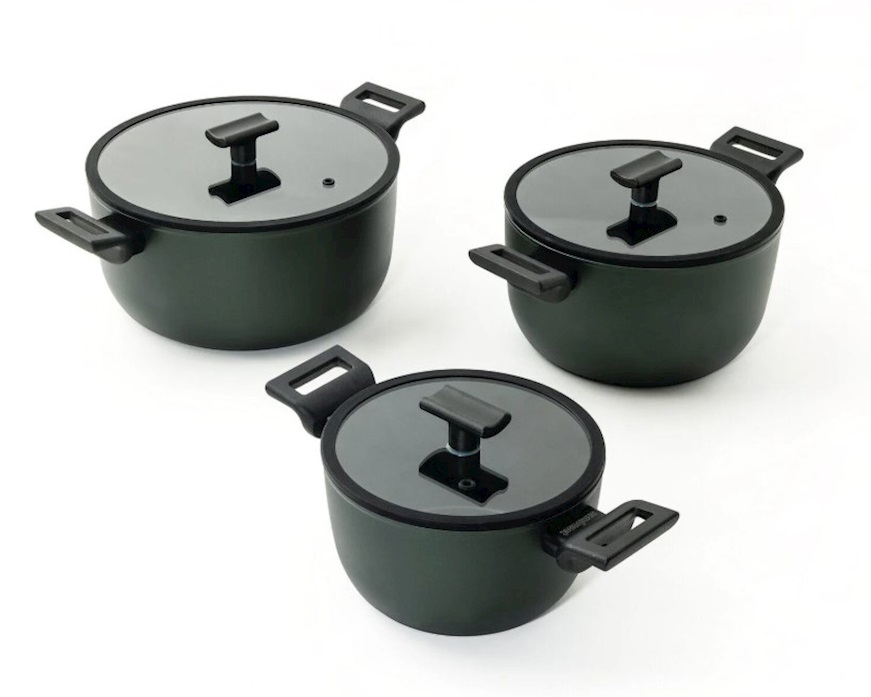 Saucepan Titan Pro Green with two handles and lid Sambonet