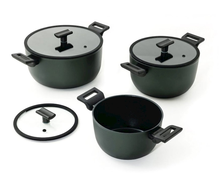 Saucepan Titan Pro Green with two handles and lid Sambonet