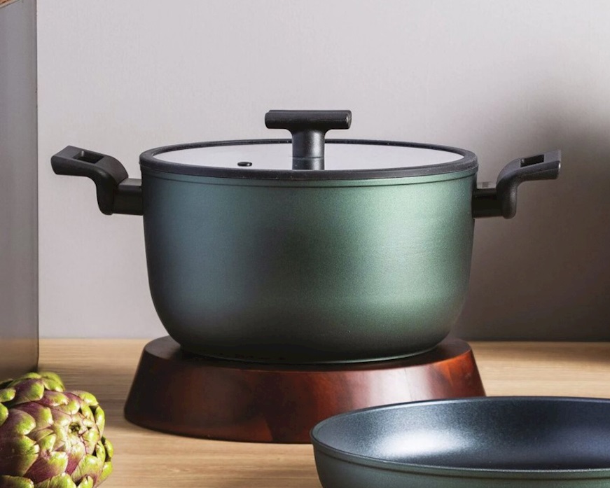 Saucepan Titan Pro Green with two handles and lid Sambonet