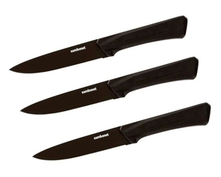Steak knife set Black Edge steel 3 pieces Sambonet