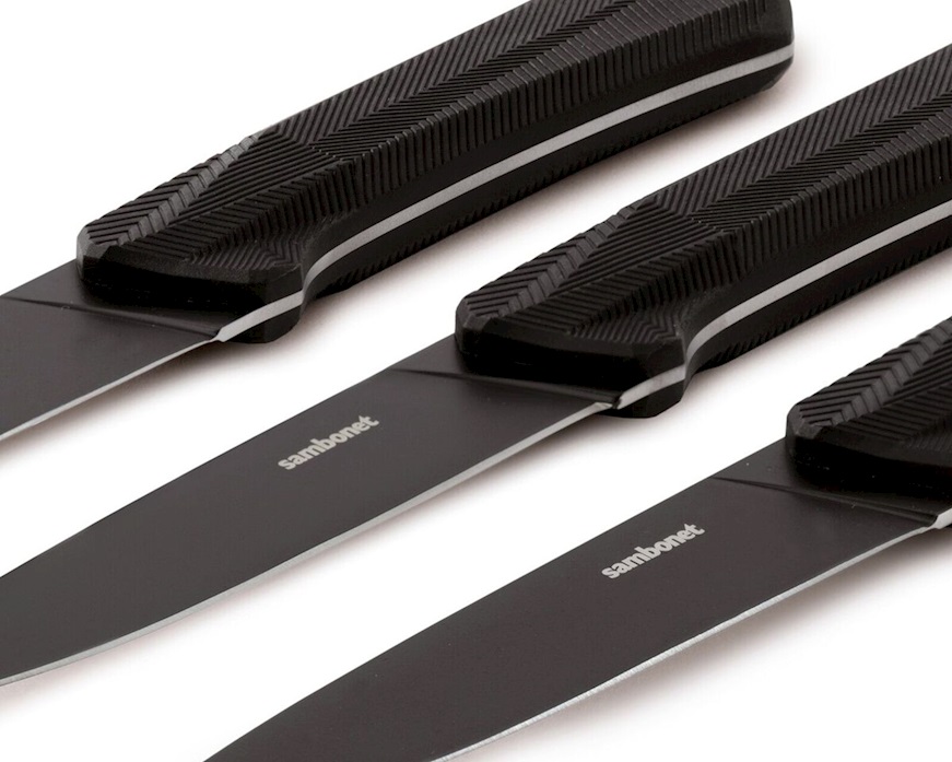 Steak knife set Black Edge steel 3 pieces Sambonet