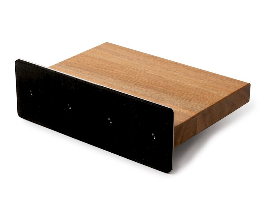 Magnetic knife block Black Edge steel acacia Sambonet
