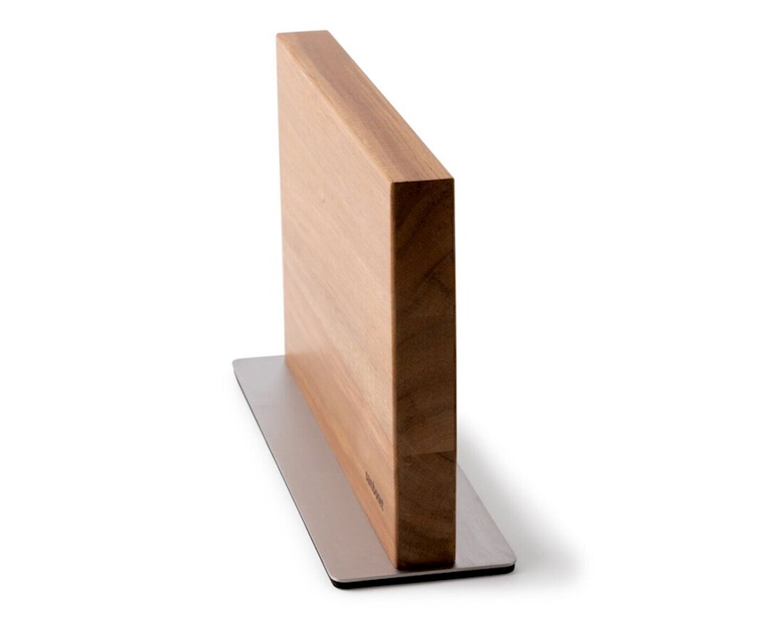 Magnetic knife block Black Edge steel acacia Sambonet