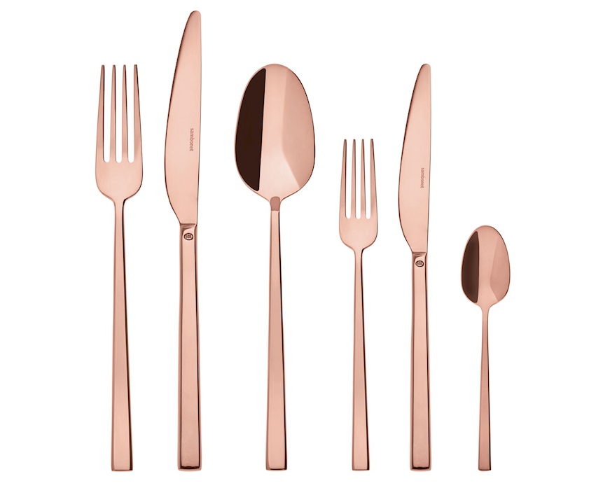Servizio posate Rock Mirror acciaio PVD Copper 36 pezzi monoblocco Sambonet